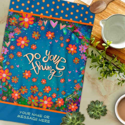 Floral Hearts Fun Do Your Thing Quote Naam Theedoek