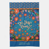 Floral Hearts Fun Do Your Thing Quote Naam Theedoek (Verticaal)