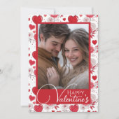 Floral Hearts Happy Valentijns's Custom Photo Feestdagenkaart (Voorkant)