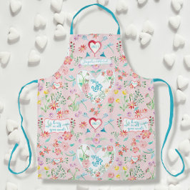 Floral Hearts n Love Dragonfly Valentijnsdag Schort