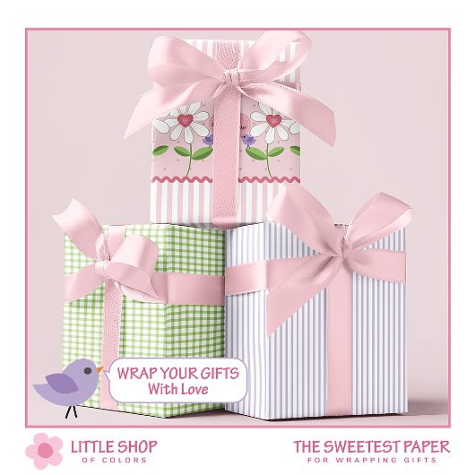 Floral Hearts Valentijnsdag Inpakpapier Vel