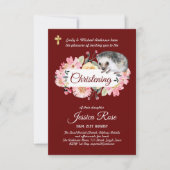 Floral Hedég Christening Invites Baptisme (Voorkant)