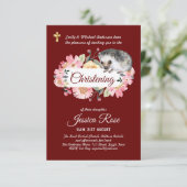 Floral Hedég Christening Invites Baptisme (Staand voorkant)
