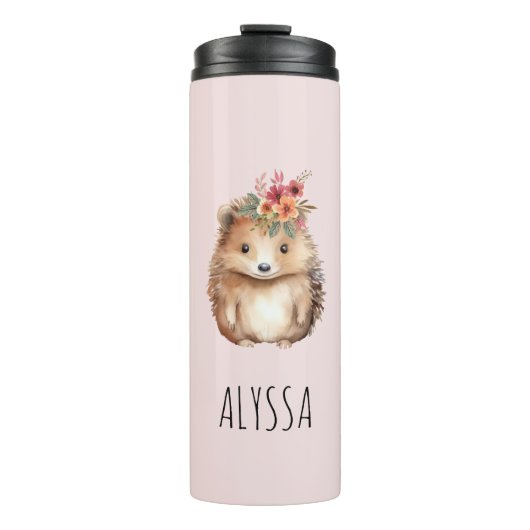 Floral Hedgehog waterverf Thermosbeker (Voorkant)