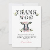 Floral Heilige Koe Dank Moo Birthday Bedankkaart (Voorkant)
