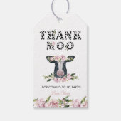 Floral Heilige Koe Dank Moo Birthday Favor Cadeaulabel (Voorkant)