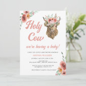 Floral Heilige Koe Westerne Baby Girl Shower Kaart (Staand voorkant)