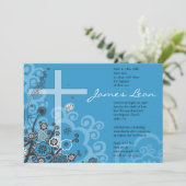 Floral Heilige Kruis Baptisme - Uitnodiging (Staand voorkant)