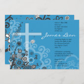 Floral Heilige Kruis Baptisme - Uitnodiging (Voorkant / Achterkant)