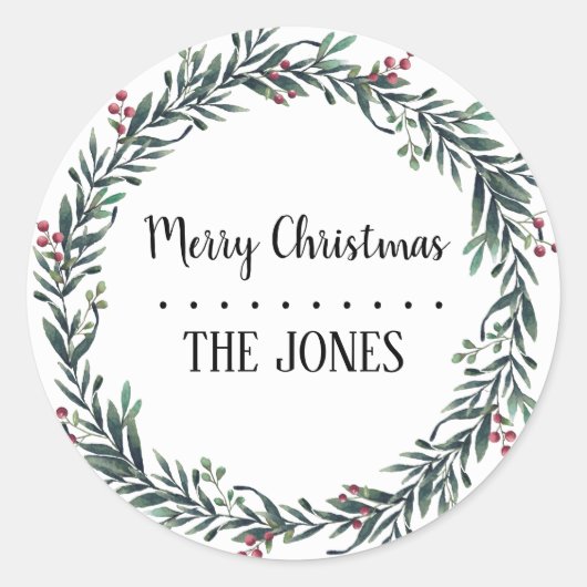 Floral Heilige Wreath | Gepersonaliseerd kerstfees Ronde Sticker