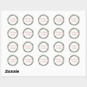 Floral Heilige Wreath | Gepersonaliseerd kerstfees Ronde Sticker (Vel)