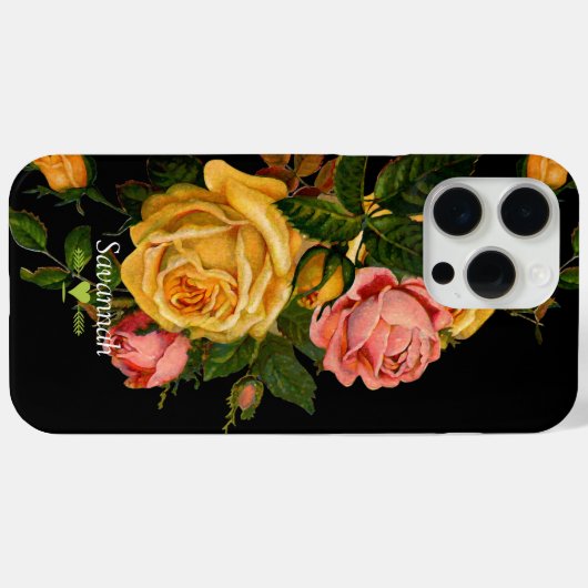 Floral Heirloom Rozen Black Case-Mate iPhone Case (Achterkant (horizontaal))