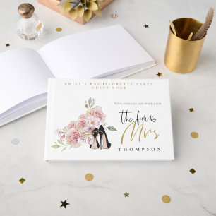 Floral Hen Party Future Mrs. Name Black Gold Scrip Gastenboek