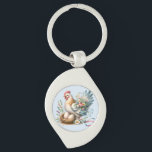 Floral Hen with Eggs Vintage Farmhouse Charm Sleutelhanger<br><div class="desc">This charming design features a beautifully detailed hen nestled beside a cozy nest of speckled eggs, surrounded by delicate wildflowers and soft pastel foliage. The hen’s wings are adorned with an elegant bouquet of daisies, peonies, and tiny blossoms, blending rustic farmhouse vibes with a romantic, vintage-inspired touch. Perfect for country...</div>