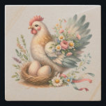 Floral Hen with Eggs Vintage Farmhouse Charm Stenen Onderzetter<br><div class="desc">This charming design features a beautifully detailed hen nestled beside a cozy nest of speckled eggs, surrounded by delicate wildflowers and soft pastel foliage. The hen’s wings are adorned with an elegant bouquet of daisies, peonies, and tiny blossoms, blending rustic farmhouse vibes with a romantic, vintage-inspired touch. Perfect for country...</div>