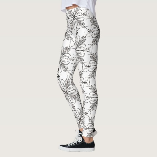 Floral Henna Mandala Black White Leggings (Links)