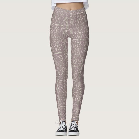 Floral Henna Mandala Blush Pink Pattern Leggings (Voorkant)