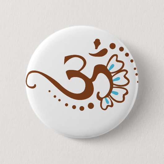 Floral Henna Om Ronde Button 5,7 Cm (Voorkant)