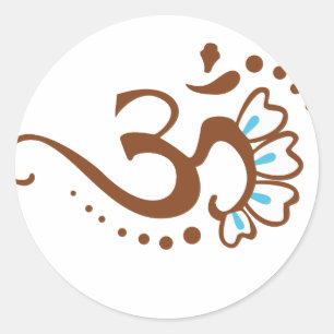 Floral Henna Om Ronde Sticker
