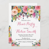 Floral Hens Party Invitation Kaart Waterverf (Voorkant / Achterkant)