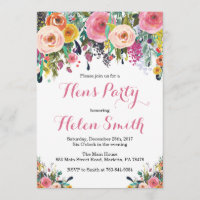 Floral Hens Party Invitation Kaart Waterverf