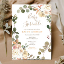 Floral Herfst Baby Sprinkle Invitation