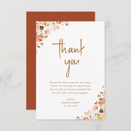 floral herfst bedankt je creditcard (Voorkant / Achterkant)