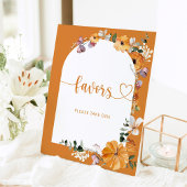 Floral herfst boogpompoen Favor Reclamebord Met Voetstuk