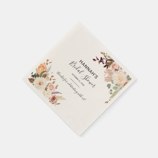 Floral Herfst Botanisch Vrijgezellenfeest Papier Servet (Hoek)