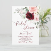 Floral Herfst Burgundy blush Vrijgezellenfeest Kaart (Staand voorkant)