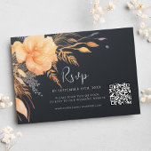 Floral Herfst Elegant QR Code Bruiloft RSVP Kaartje