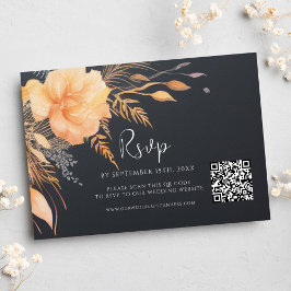 Floral Herfst Elegant QR Code Bruiloft RSVP Kaartje