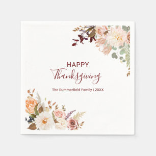 Floral Herfst Fanical Happy Thanksgiving Paper Servet
