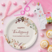 Floral Herfst Fanical Happy Thanksgiving Papieren Bordje (Feest)