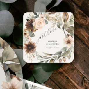 Floral herfst Herfst gebladerte gedempte BOHO brui Vierkante Sticker