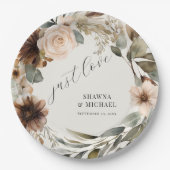 Floral Herfst herfstgebladerte gedempt BOHO bruilo Papieren Bordje (Voorkant)