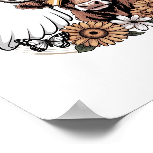 Floral Herfst Highland Koe Ghost Poster (Hoek)