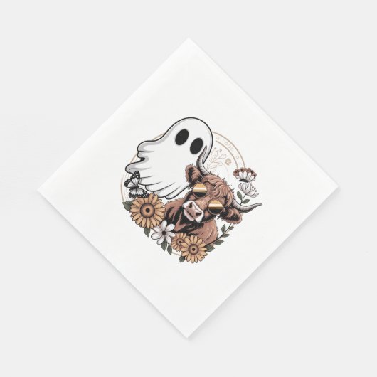 Floral Herfst Highland Koe Ghost Servet (Hoek)