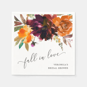 Floral Herfst in Love Oranje Burgundy Vrijgezellen Servet