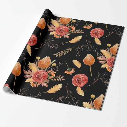 Floral Herfst inpakpapier (Uitgerold)