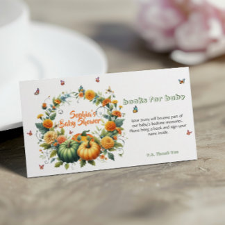 Floral Herfst krans met Schattige pompoenen Informatiekaartje