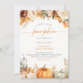 Floral Herfst Little Pumpkin Baby shower Uitnodigi Kaart (Voorkant)