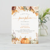 Floral Herfst Little Pumpkin Baby shower Uitnodigi Kaart (Staand voorkant)