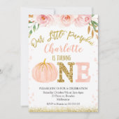 Floral Herfst Little Pumpkin Birthday Invitation Kaart (Voorkant)