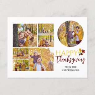 Floral Herfst Modern Happy thanksgiving familiefot Feestdagenkaart