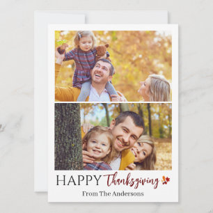 Floral Herfst Modern Happy thanksgiving familiefot Feestdagenkaart