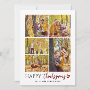 Floral Herfst Modern Happy thanksgiving familiefot Feestdagenkaart