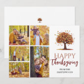 Floral Herfst Modern Happy thanksgiving familiefot Feestdagenkaart (Voorkant / Achterkant)