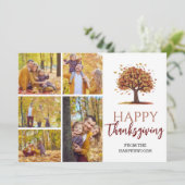 Floral Herfst Modern Happy thanksgiving familiefot Feestdagenkaart (Staand voorkant)