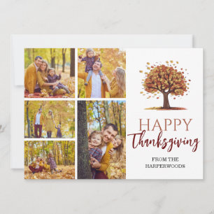 Floral Herfst Modern Happy thanksgiving familiefot Feestdagenkaart